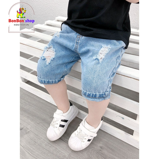 Quần short jean bé trai 1 tuổi đến 8 tuổi Sooc bò Bonshop vải mềm không