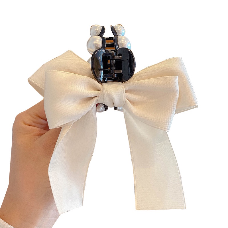 Kẹp Tóc Đính Nơ Ruy Băng Và Ngọc Trai Phong Cách Hàn Quốc Dành Cho Nữ