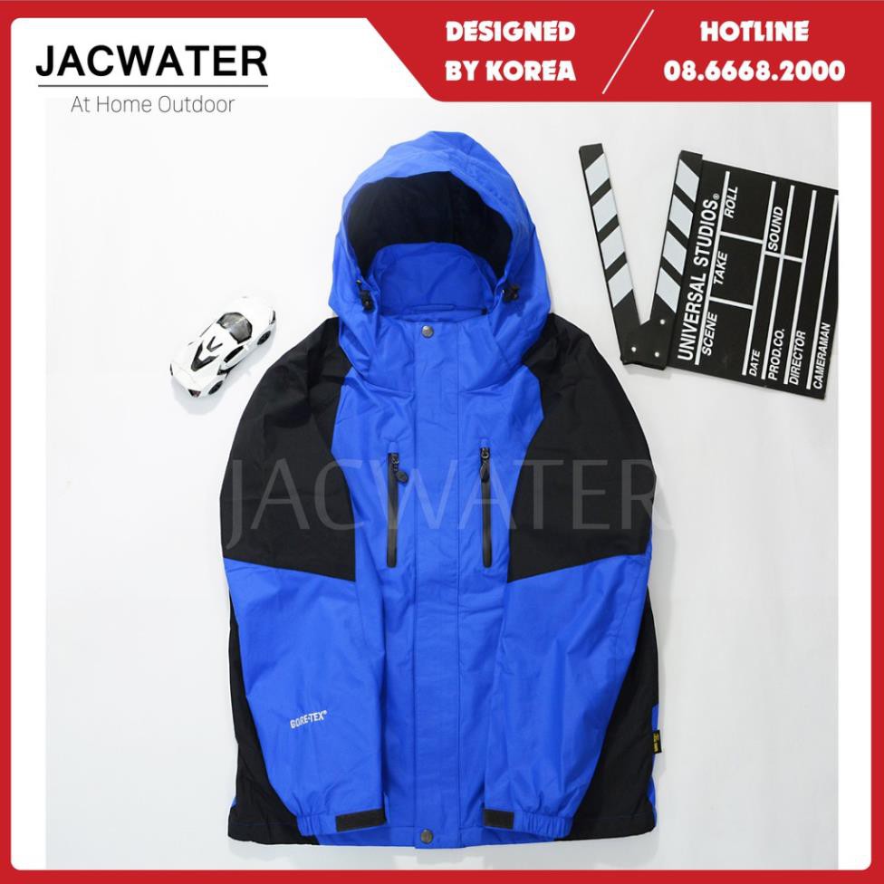 Áo gió 2 lớp nam nữ chống nước size châu âu, khoác dù vải GORE TEX phối màu JACWATER v351 -bt1 '