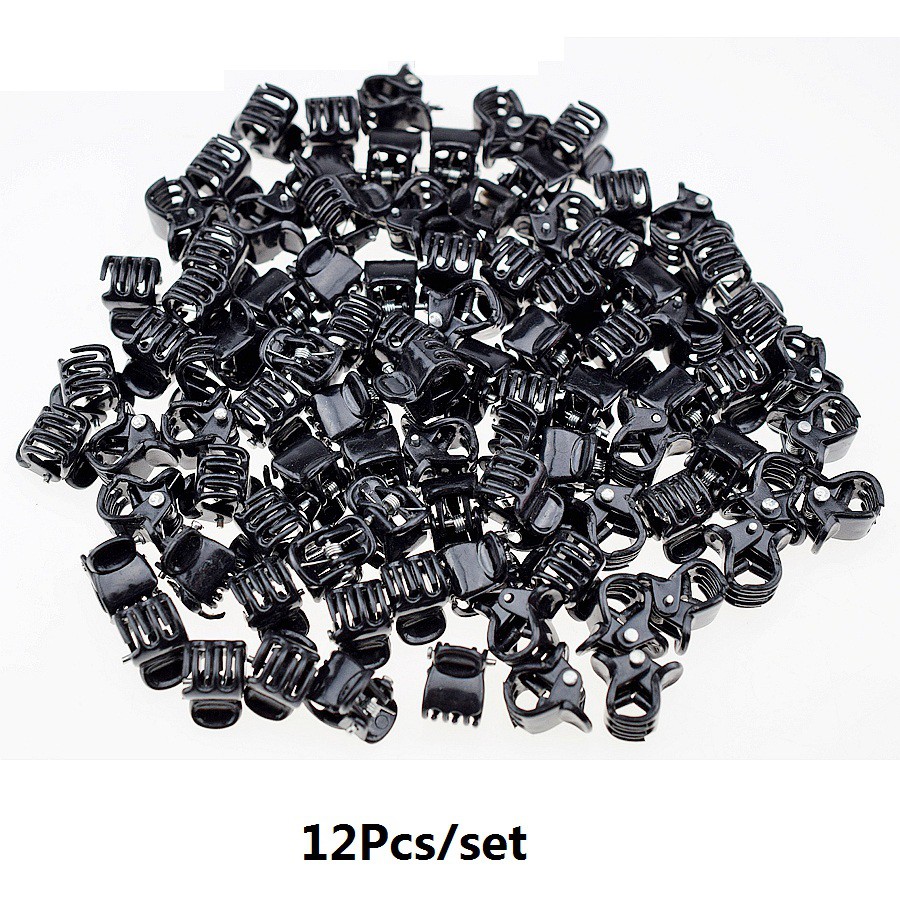 Set 12 kẹp nhựa mini 6 chân màu đen bằng nhựa dành cho phụ nữ và trẻ em trang trí