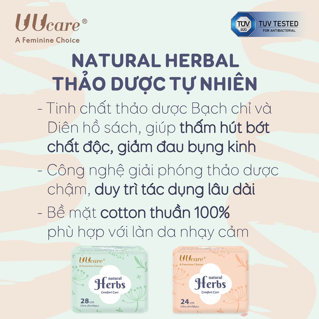 Băng vệ sinh Thảo dược Uucare Ban đêm 28cm