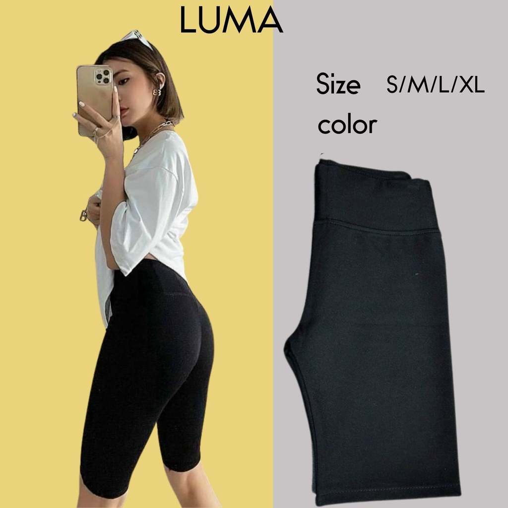 Quần legging ngố cạp cao có bigsize, Quần lửng nữ chất cotton co giãn 4 chiều thấm hút mồ hôi LUMA 160