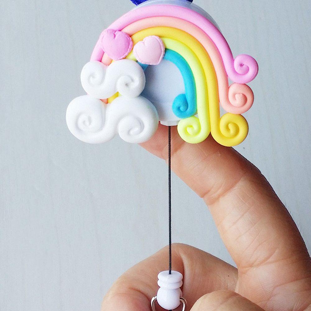 Kẹp Giữ Thẻ ID / Thẻ ID Họa Tiết Cầu Vồng Hoạt Hình Dành Cho Học Sinh / Y Tá