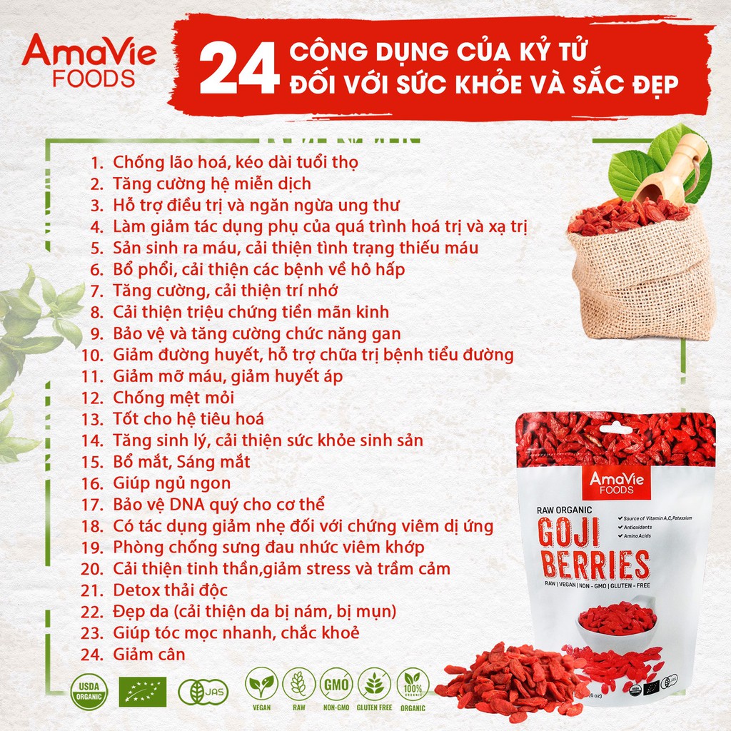 Hạt kỷ tử hữu cơ  170gr - AmaVie Foods