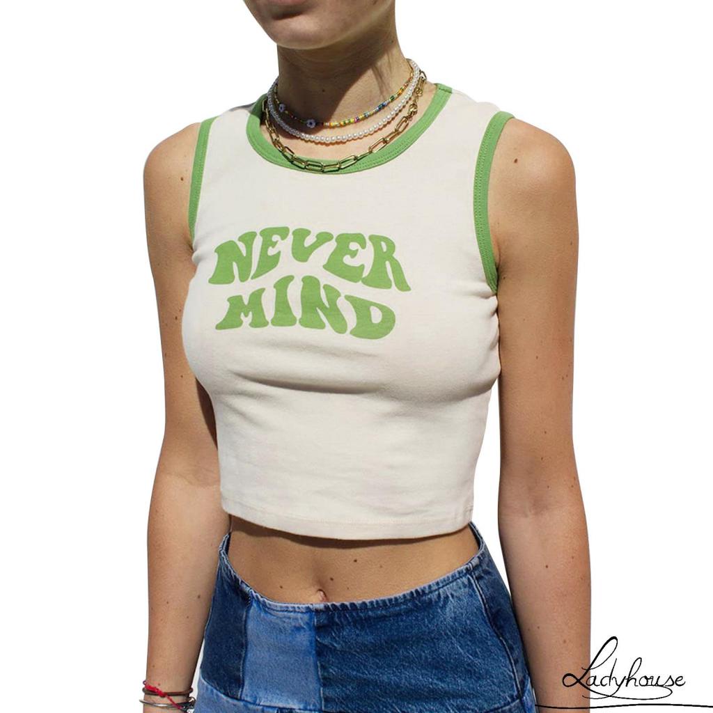 Áo Sát Nách Cổ Tròn In Chữ Cá Tính Cho Nữ