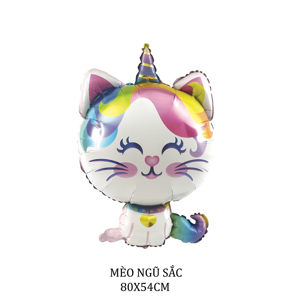 Bong bóng kiếng tráng nhôm hình mèo ngũ sắc, mèo con đáng yêu