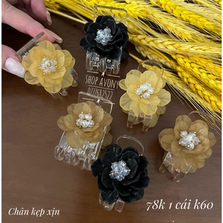 Kẹp tóc càng cua - Gắp tóc Hair clip dạng 3 - 5 răng thân kẹp trong đính hoa nhựa cao cấp