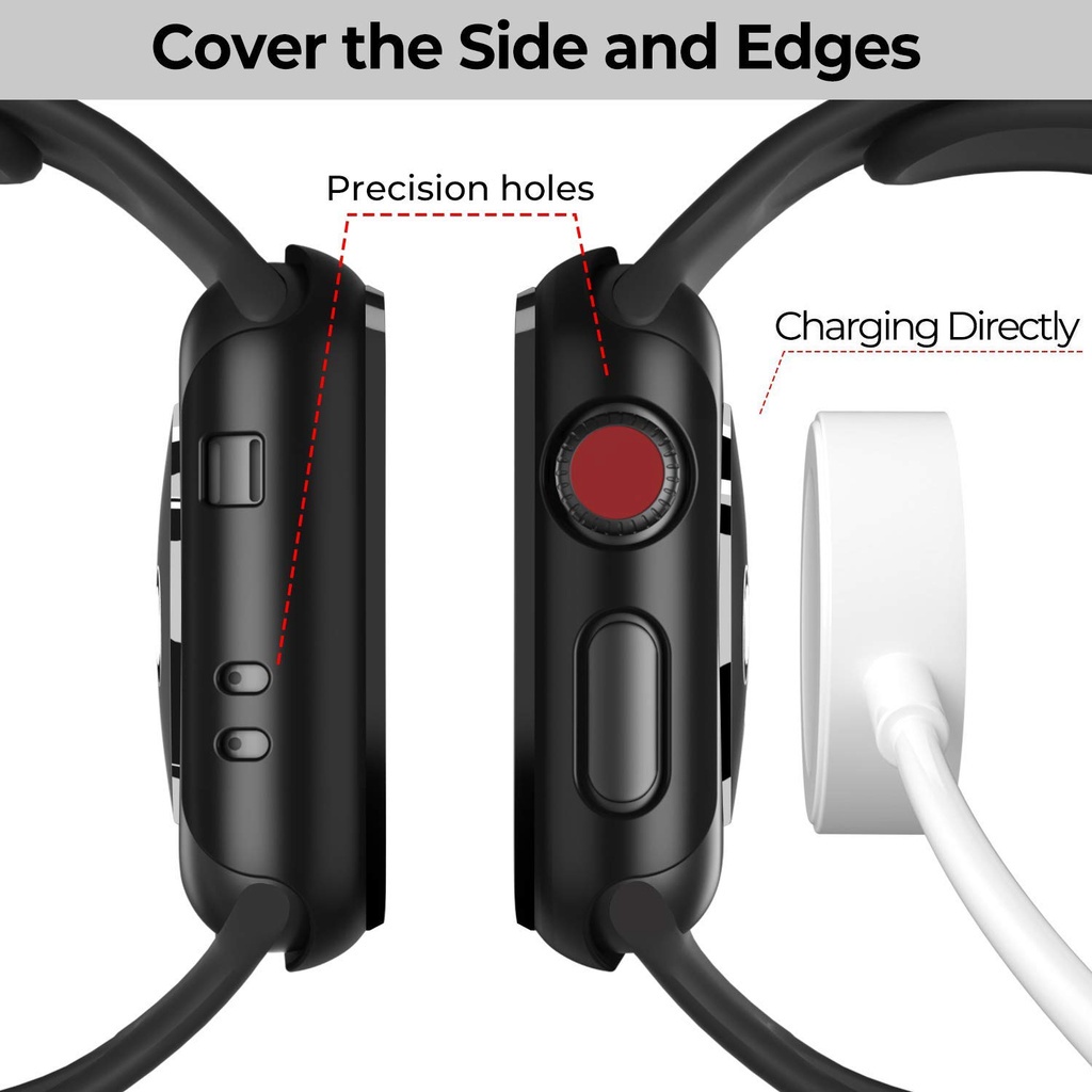 Ốp Bảo Vệ Mặt Đồng Hồ + Kính Cường Lực Dành Cho Apple Watch Serie 7 6 5 4 3 2 1 SE 45mm 41mm iWatch 44mm 40mm