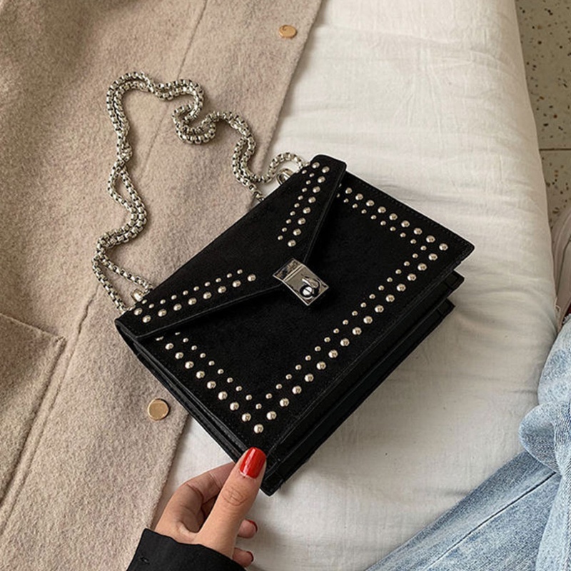 Túi Da Đeo Chéo Vai Có Dây Xích Kiểu Cổ Điển Cho Nữ