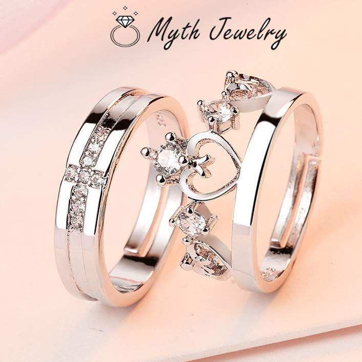 Nhẫn đôi cặp nam nữ đính đá tình yêu đẹp bạn thân giá rẻ NB01