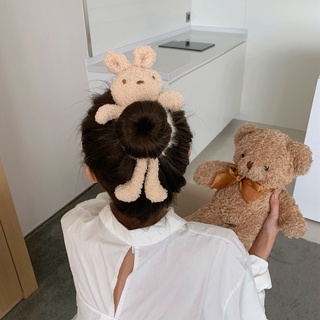 Băng Đô Cài Tóc Hình Gấu / Thỏ Nhồi Bông Dễ Thương Phong Cách Hàn Quốc Cho Bé Gái