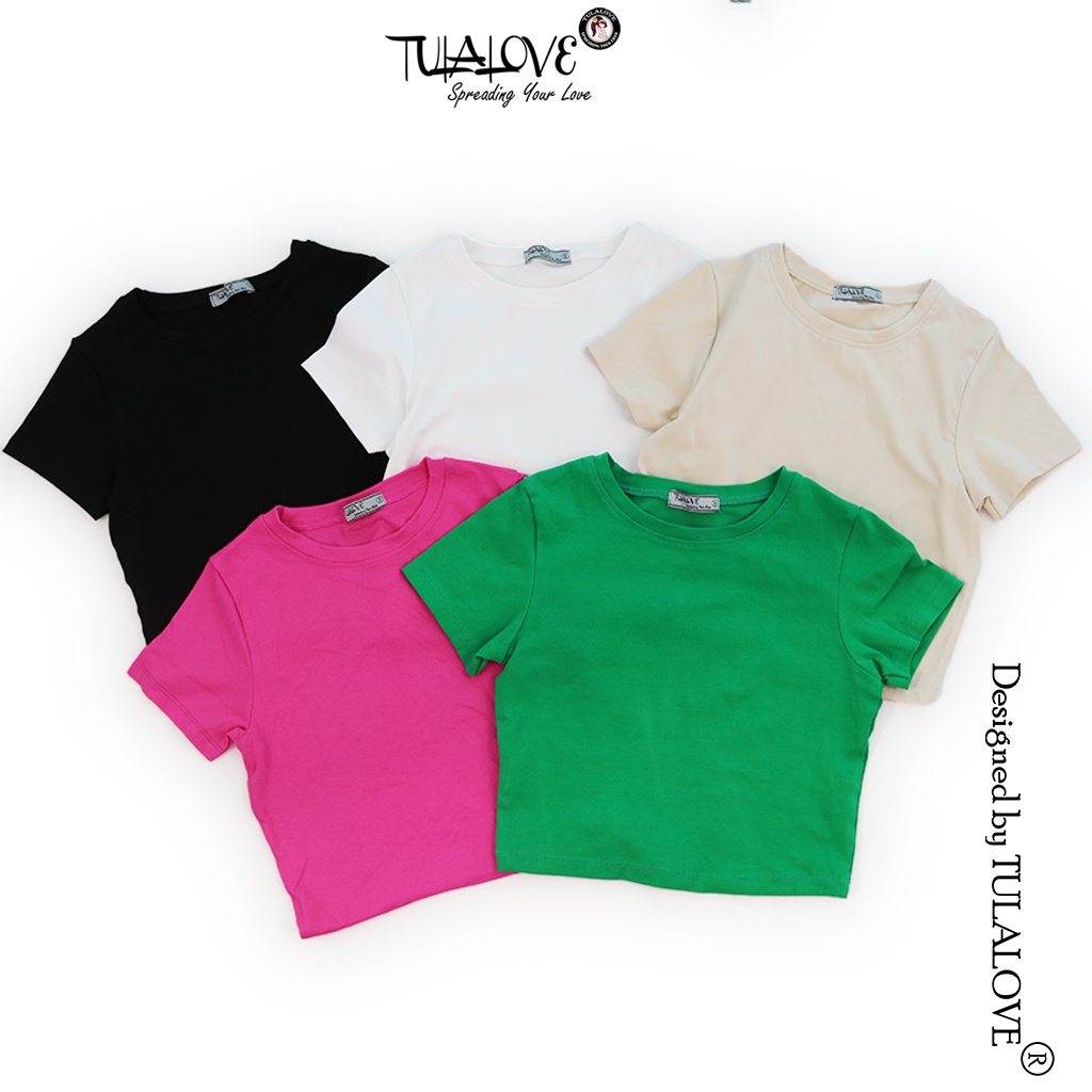 Áo Croptop Cộc Tay Nữ Basic Màu Sắc Đẹp Tulalove