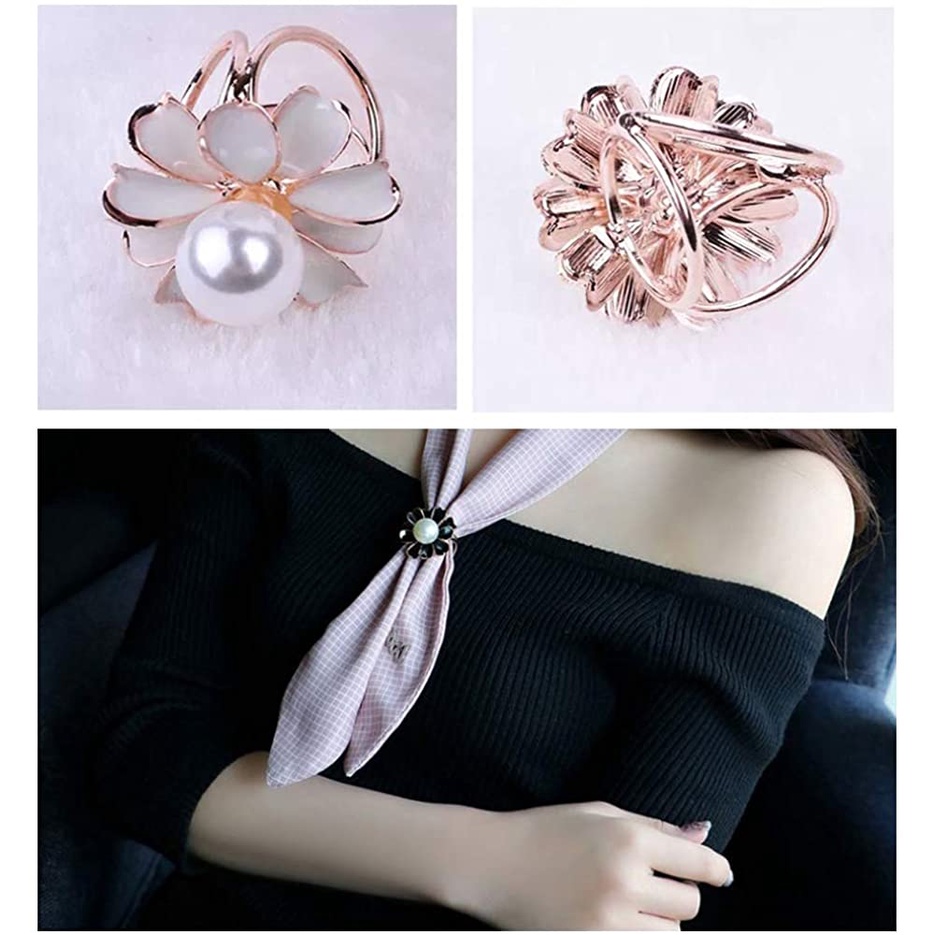 1 Kẹp Giữ Khăn Choàng Hình Hoa Đính Ngọc Trai Giả Dễ Thương Cho Nữ