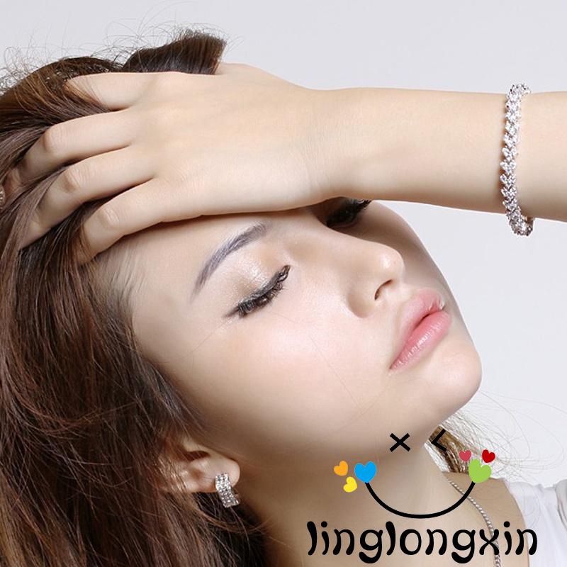 Vòng đeo tay hợp kim đính kim cương giả lấp lánh thời trang cho nữ