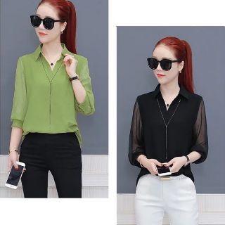 Áo sơ mi nữ tay dài sơ mi công sở dạo phố