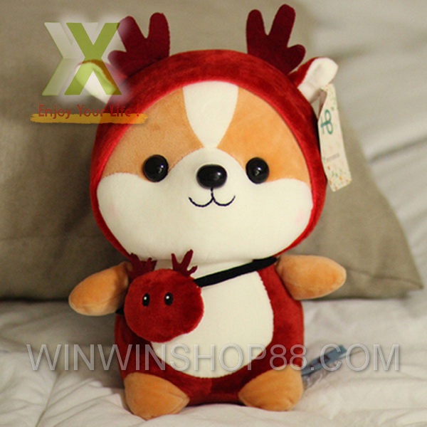 Gấu Bông Chó Shiba Cosplay mềm mịn size nhỏ 25 cm Hàng cao cấp cho trẻ nhỏ