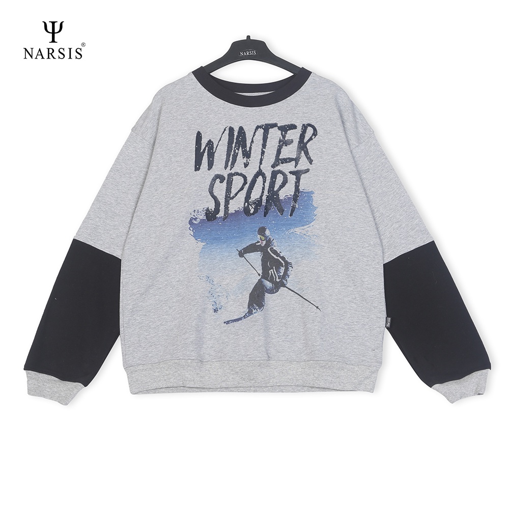 Bộ đồ nam thu đông Narsis E0005 nỉ ghi đen trắng