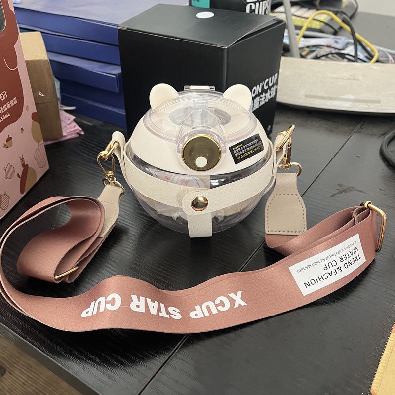 Bình Nước Bằng Nhựa Chịu Nhiệt Độ Cao Họa Tiết Mèo Dễ Thương Cho Học Sinh