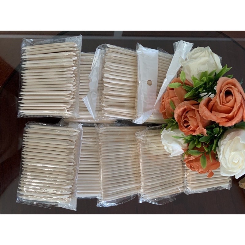 Bịch 100 que gỗ đẩy móng, làm hoa giả đính móng