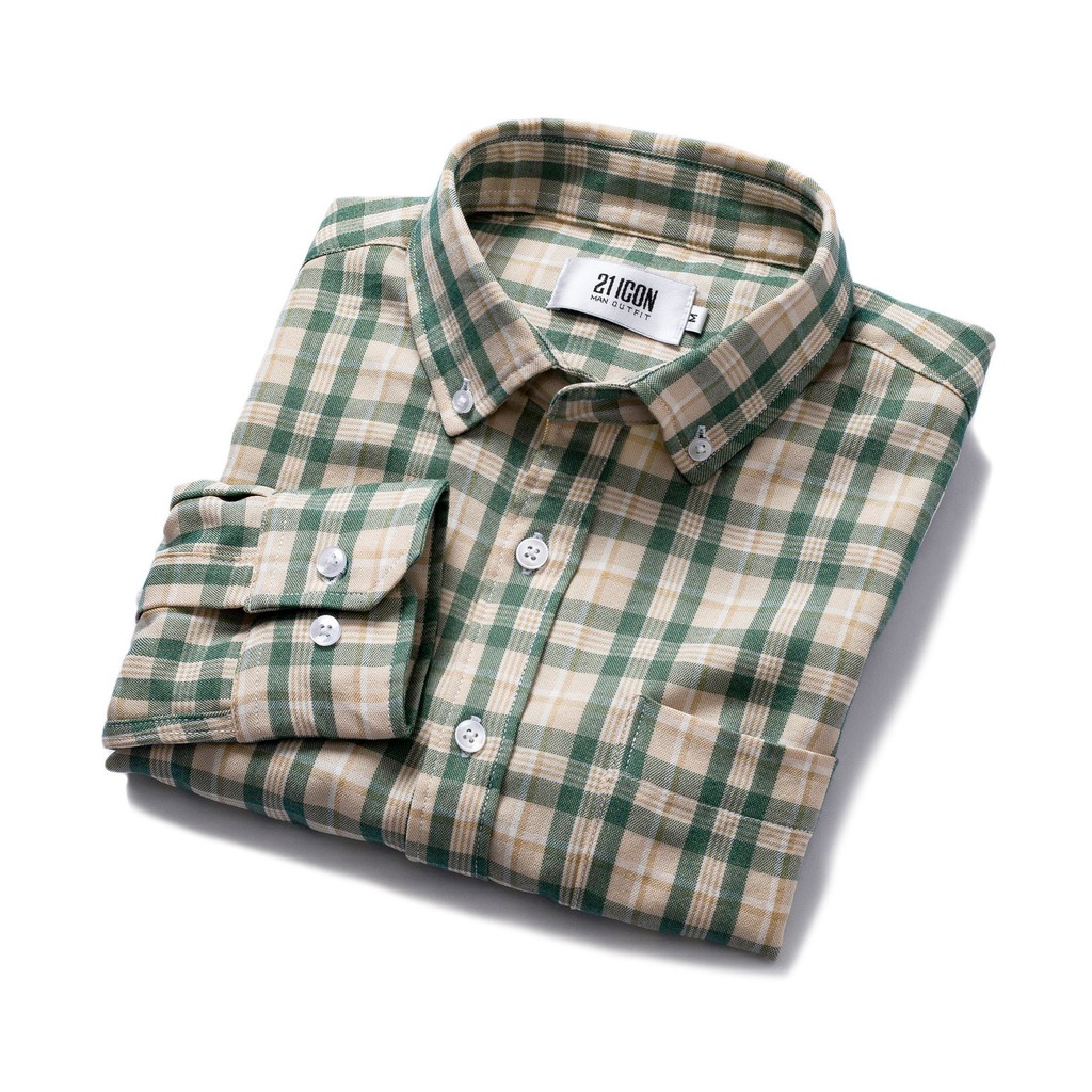 Áo sơ mi nam Double'D họa tiết kẻ caro vuông SPFGREEN | BigBuy360 - bigbuy360.vn