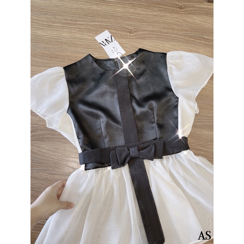 Aó lụa tác ta đai nơ eo phối somi thiết kế sanh chảnh nơ đen định hình V2-Minxy shop | BigBuy360 - bigbuy360.vn