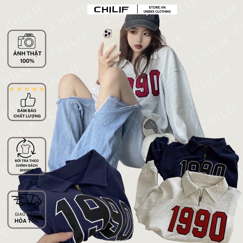 Áo Sweater Polo,Sweater unisex nam nữ “ 1990" ❤Áo nỉ bông unisex chất nỉ siêu mịn cực ấm [Video th