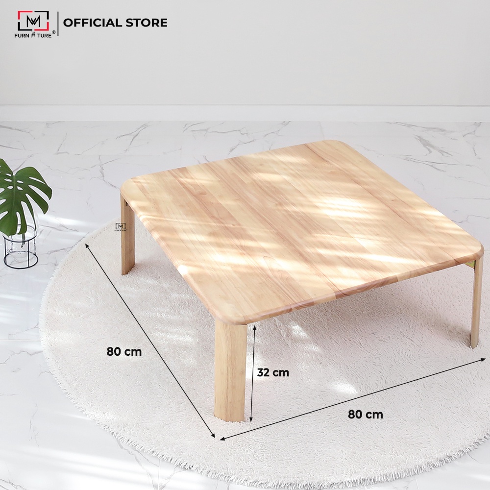 Bàn trà sofa C table chân gấp gọn gỗ cao su xuất khẩu hàn quốc thương hiệu MW FURNITURE