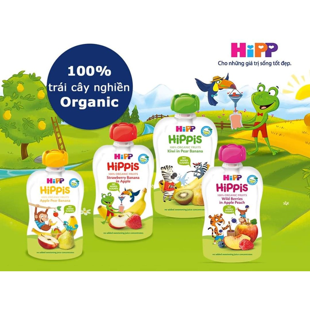 (mẫu mới)TRÁI CÂY NGHIỀN HỮU CƠ HIPPIS ORGANIC CHO BÉ TỪ 4 THÁNG