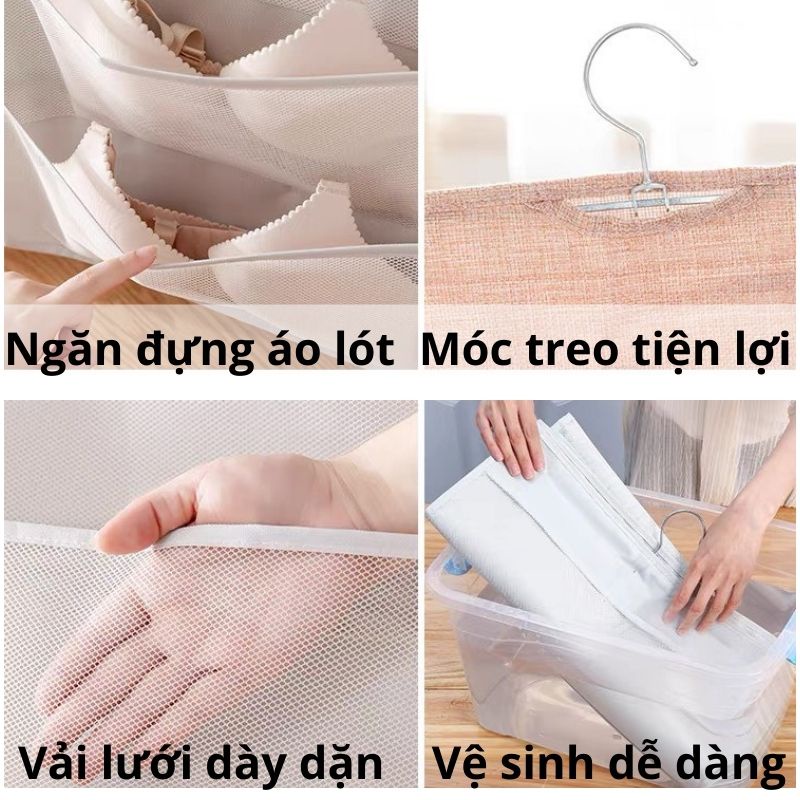Túi vải đựng đồ lót 2 mặt sắp xếp tủ quần áo tiện lợi