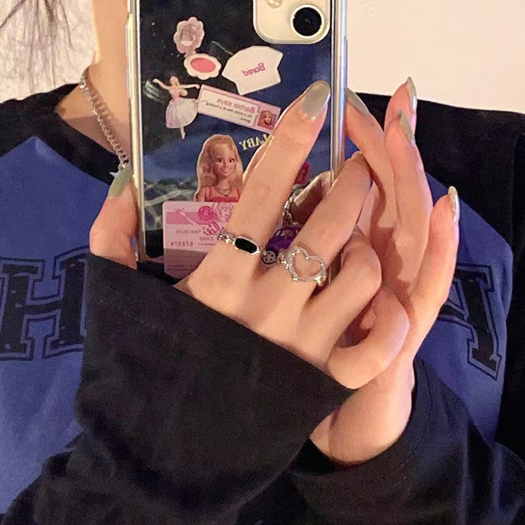 iF YOU Set 2 Nhẫn Bạc Phong Cách Hàn Quốc Cổ Điển Dành Cho Nữ