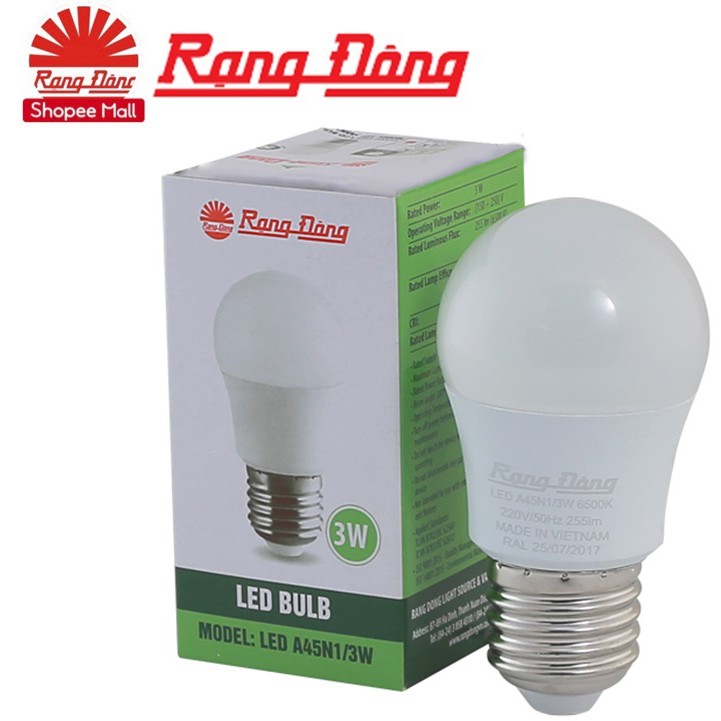 Bóng Đèn LED BULB tròn 3W Rạng Đông