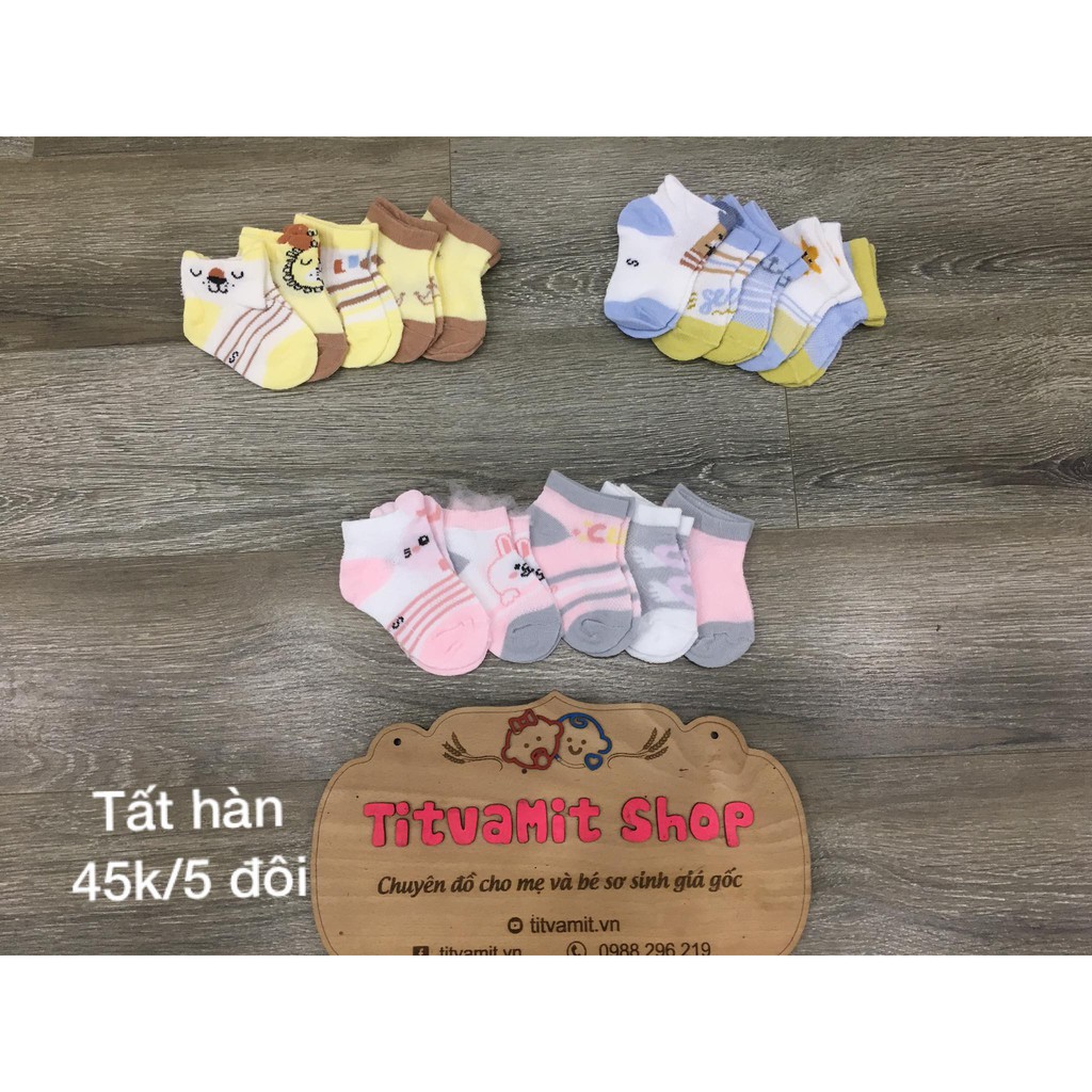 Set 5 đôi tất mèo cho bé, tất mèo cổ ngắn cho bé trai, bé gái, set tất cho bé sơ sinh