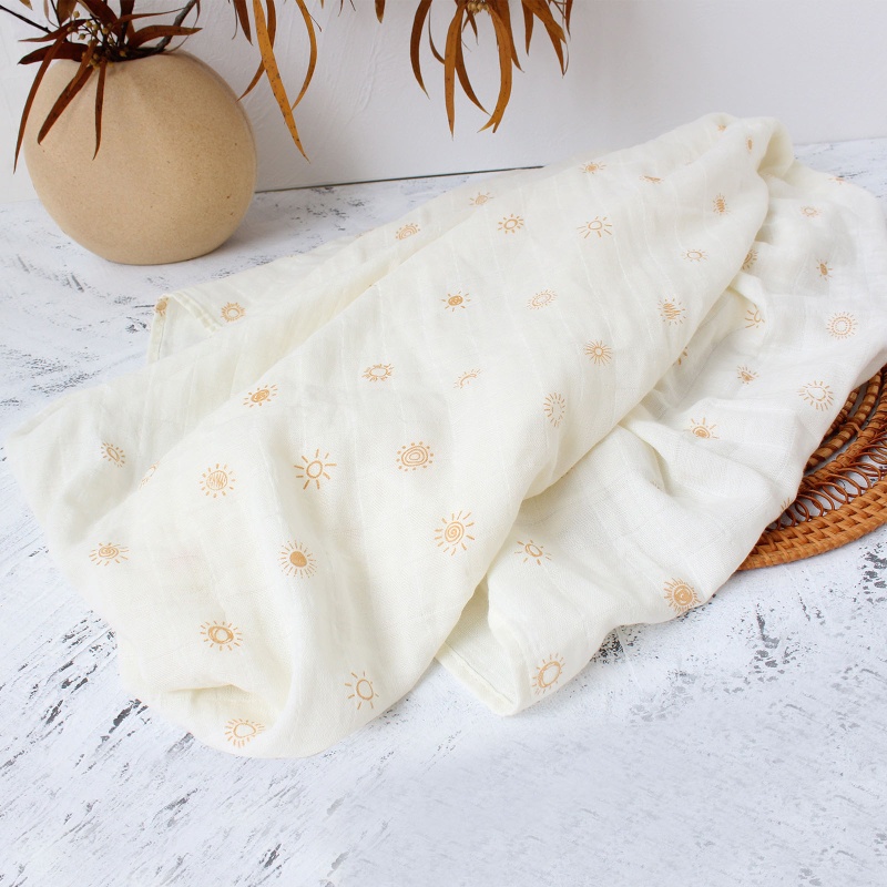 Chăn Quấn Em Bé Bằng Cotton Hữu Cơ In Họa Tiết Hoa Lá Phong Cách Hồi Giáo