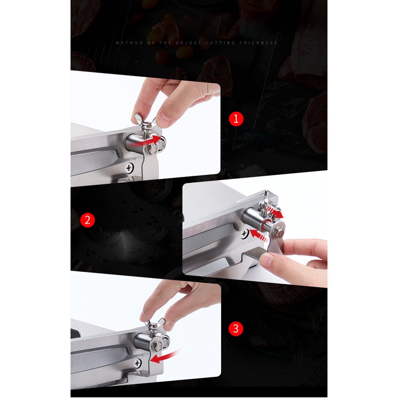 Máy Thái Thịt Bò, Máy Chặt Thịt Gà,Thái Thịt Đông Lạnh, Thái Đa Năng, Đổi mới 3 Năm, Inox 430, KD248 - Tặng Tay Mài Dao