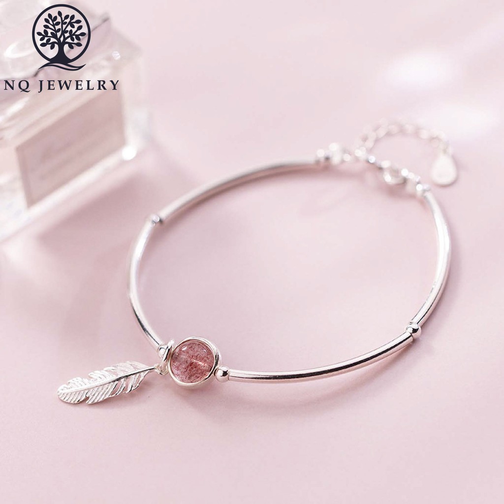 Lắc bạc dâu charm lá - NQ Jewelry