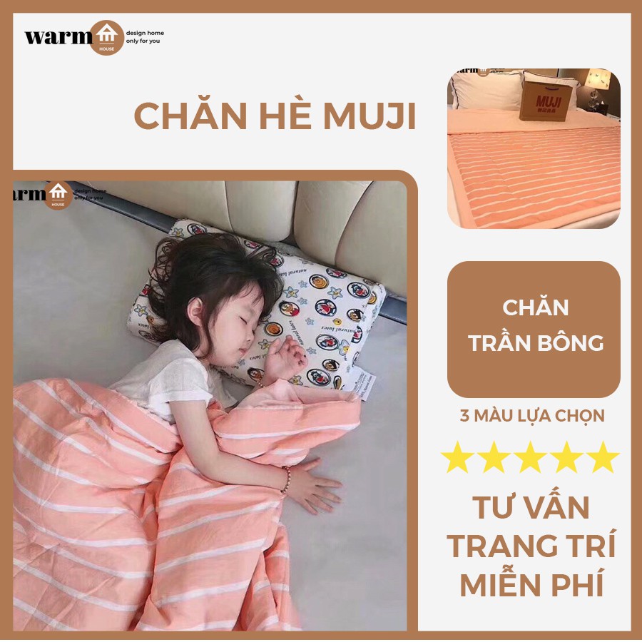 Chăn Đũi Muji Mùa Hè Kẻ Sọc Mềm Mại Thoáng Mát