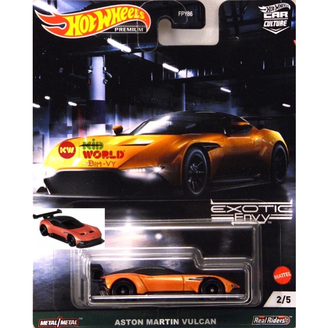 Xe mô hình Hot Wheels Premium Car Culture Exotic Envy Aston Martin Vulcan GRJ77, bánh cao su.