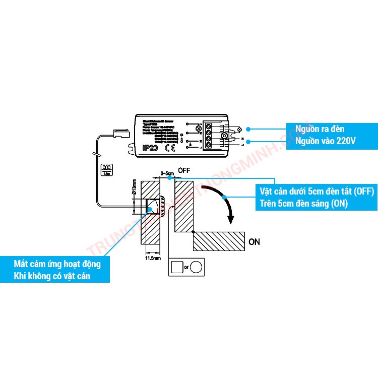 Công tắc cảm ứng tiệm cận điều khiển đèn tủ quần áo tủ kính ST13
