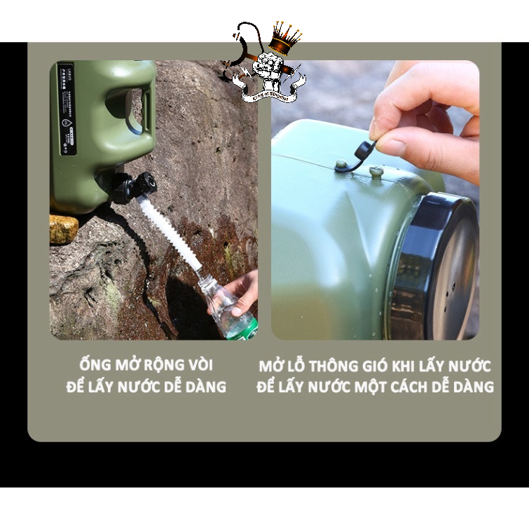 Bình đựng nước cắm trại du lịch dã ngoại di động ngoài trời, có van khóa, có vòi nối dài tiện lợi - DCP9