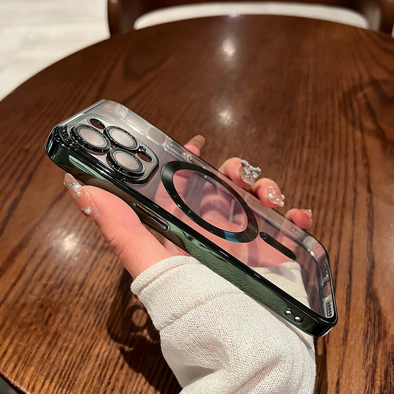 Ốp Điện Thoại Silicon Mềm Trong Suốt Hít Nam Châm Cho iPhone 14 13 Pro Max 14 Plus