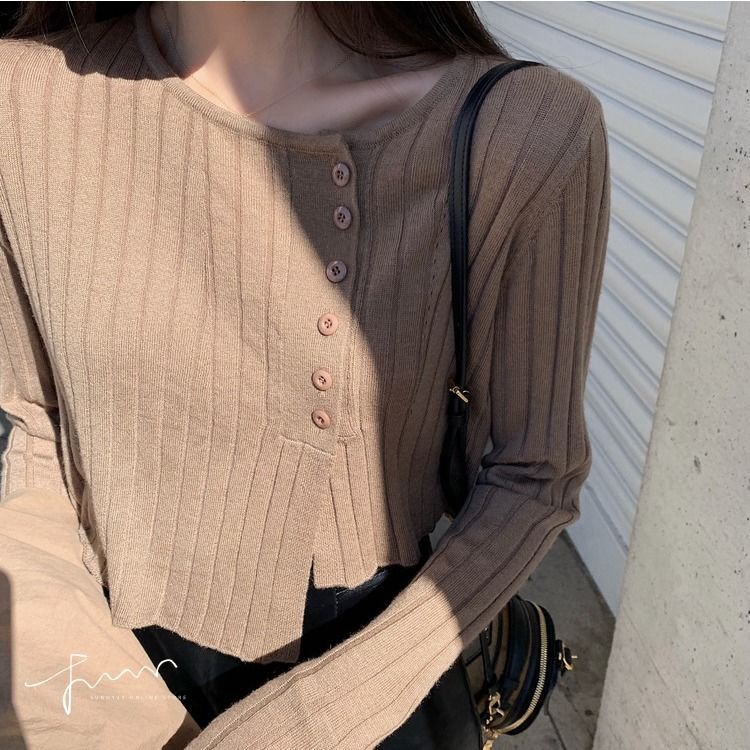 Áo khoác cardigan dệt kim mỏng dáng rộng thiết kế bất đối xứng thời trang xuân thu cho nữ