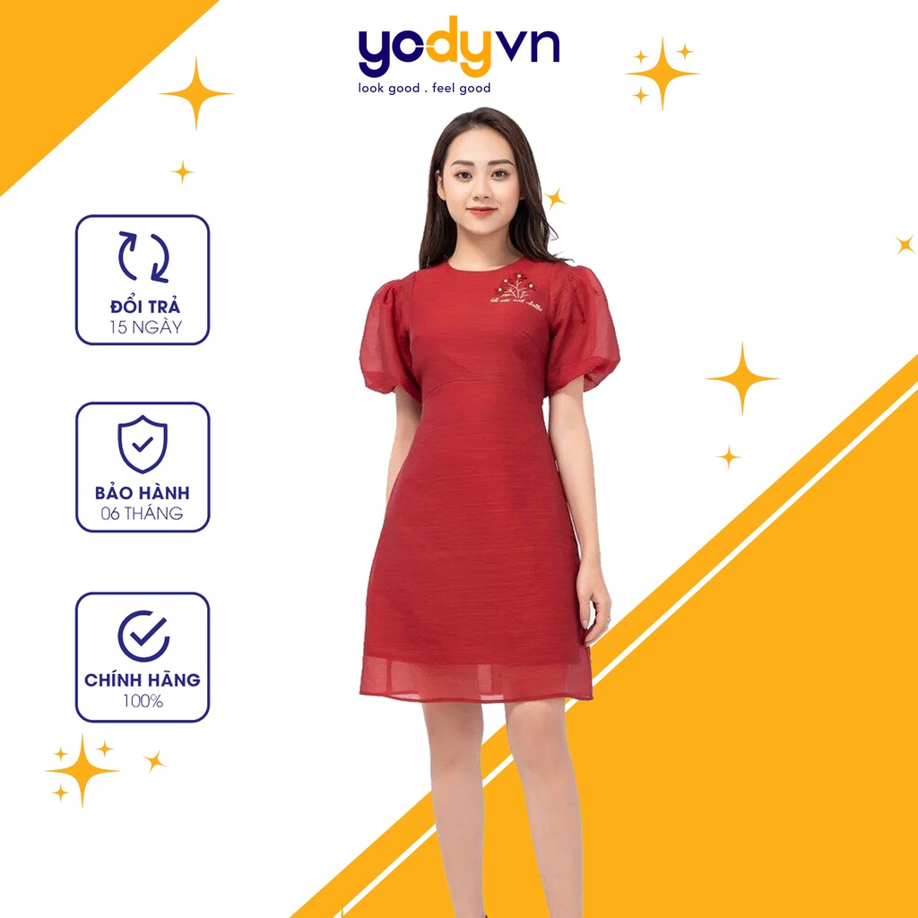 Đầm Tơ Thêu Tay Bồng Siêu Xinh YODY - VAN4084