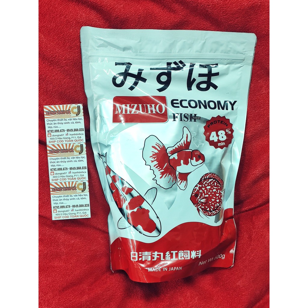 Cám NHẬT MIZUHO ECONOMY FISH FOOD Túi 500g - thức ăn CHÌM cho cá vàng, KHÔNG GÂY ĐỤC NƯỚC