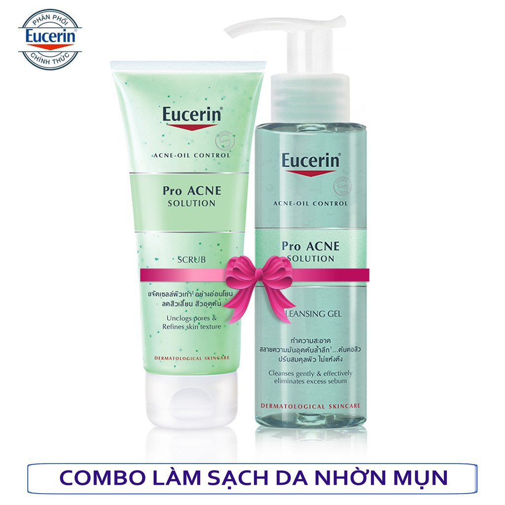 ✅ Combo Sữa Rửa Mặt và Gel Tẩy Tế Bào Chết Dành Cho Da Nhờn Mụn Eucein Proacne Cleansing Gel 200ml & Proacne Scrub 100m