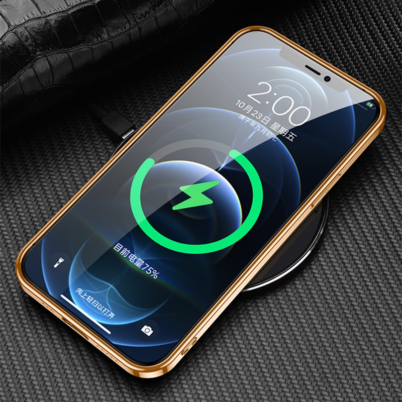 Ốp Điện Thoại Vân Da Bò/Cá Sấu Khung Vàng Cho Iphone 12 11 Pro Max X Xr Xs 12 Mini | BigBuy360 - bigbuy360.vn
