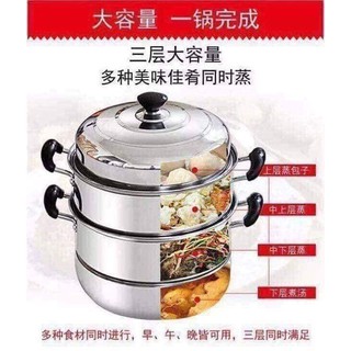 Nồi hấp 3 tầng rộng 28cm.