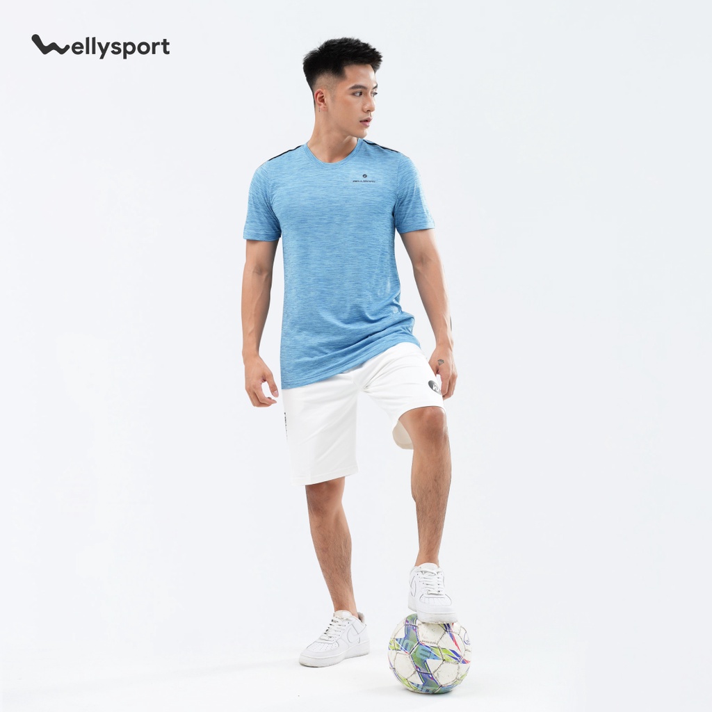 Áo Thun Thể Thao Nam Cổ Tròn Logo, chất liệu cao cấp, Welly Sport, Màu Xanh Dương, Mã ALGNT02