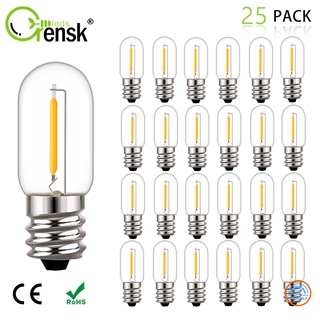 Set 25 Bóng Đèn Dây Tóc E12 E14 Led T16 0.6W 220V Ánh Sáng Trắng Ấm 2200K Trang Trí Sân Vườn