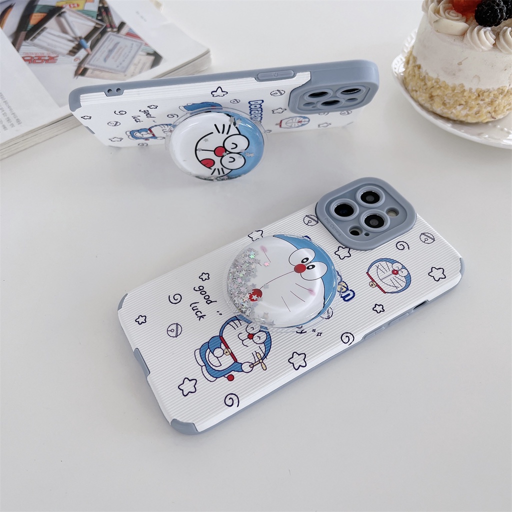 Ốp Điện Thoại Da Chống Rơi In Hình Doraemon Cho iPhone 13 / 12 Pro Max 11 7 8 Plus