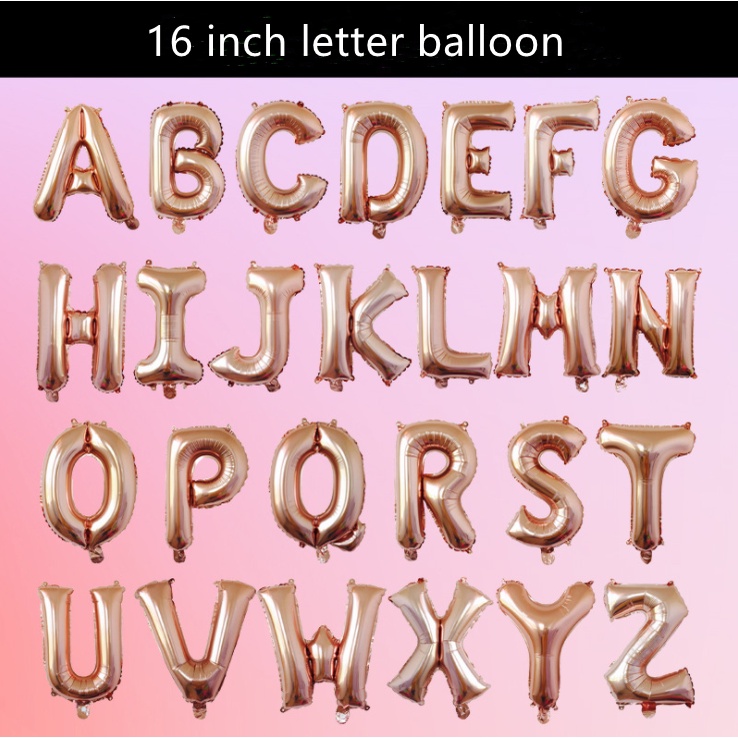 16 Inch - Chữ Cái Vàng Hồng &amp; Số Bong Bóng ABC [Nurb]
